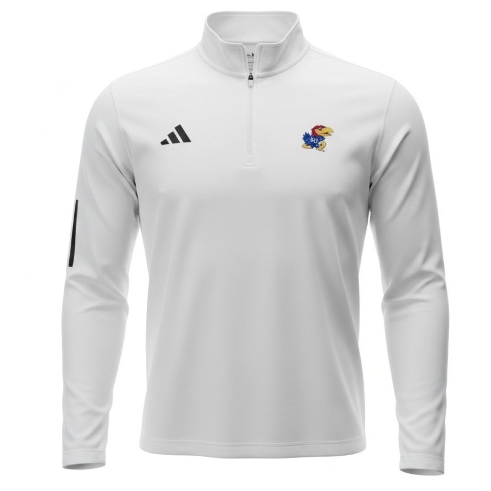 Adidas Kansas Jayhawks White 1/4 zip Golf Jacket Size L Mens White IM8477, NEW